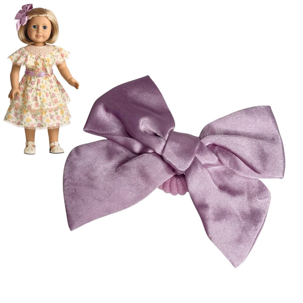American Girl Kit Hair Bow Kits Summer Dress Hair Accessory Purple Satin Tie New
